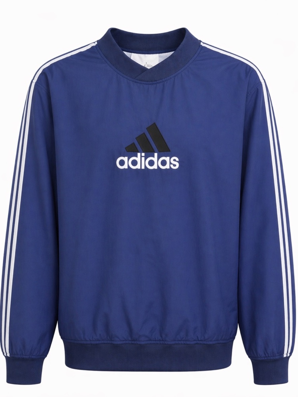 Vintage Adidas 90s Navy 3-Stripe Crewneck Windbreaker Pullover (Men’s M)